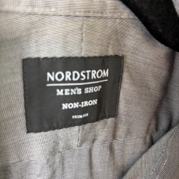 Nordstrom Shirt Men's Button Down Long Sleeve Micro-Check Non-Iron Trim Fit 16 - Picture 8 of 8